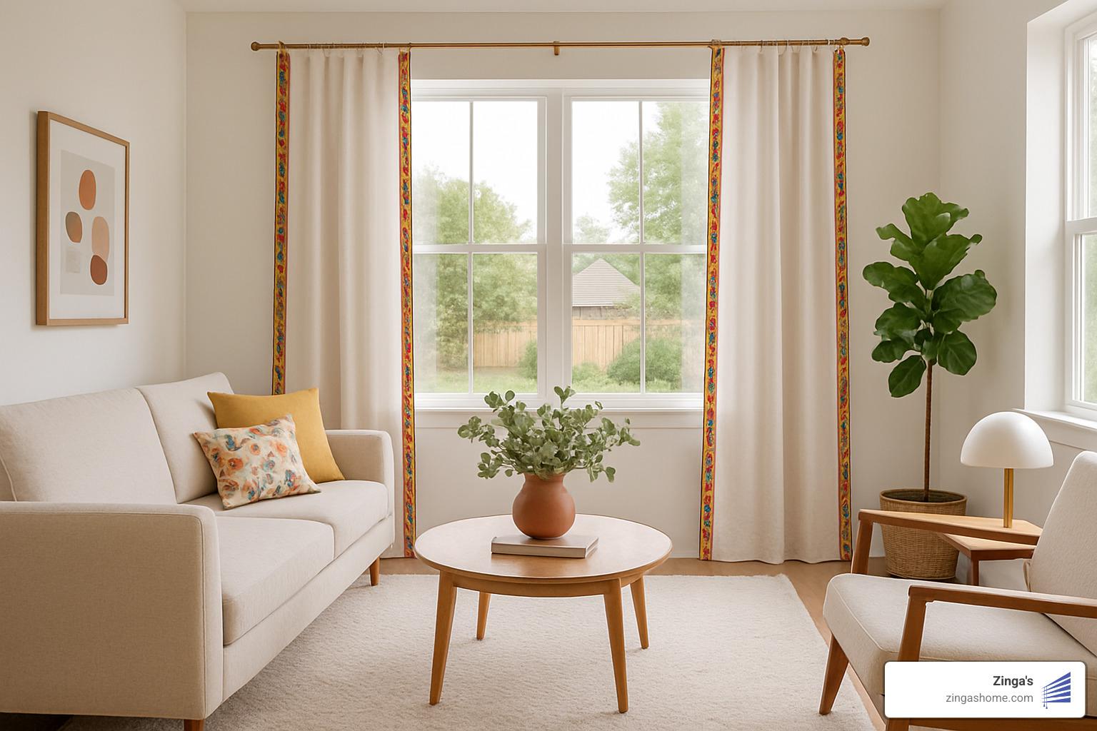 DIY contemporary window treatment with added trim - contemporary window treatments