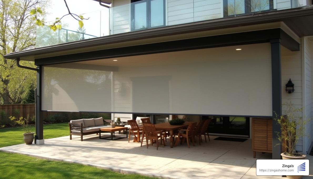 motorized screen on a large patio opening - motorized screens
