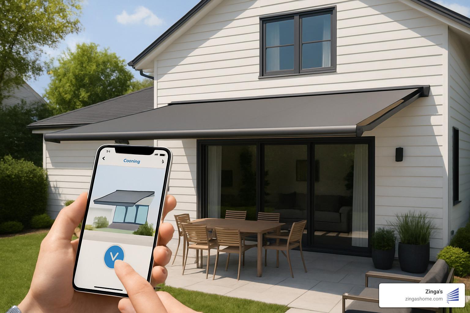 motorised awning with smart home controls - motorised shade awnings