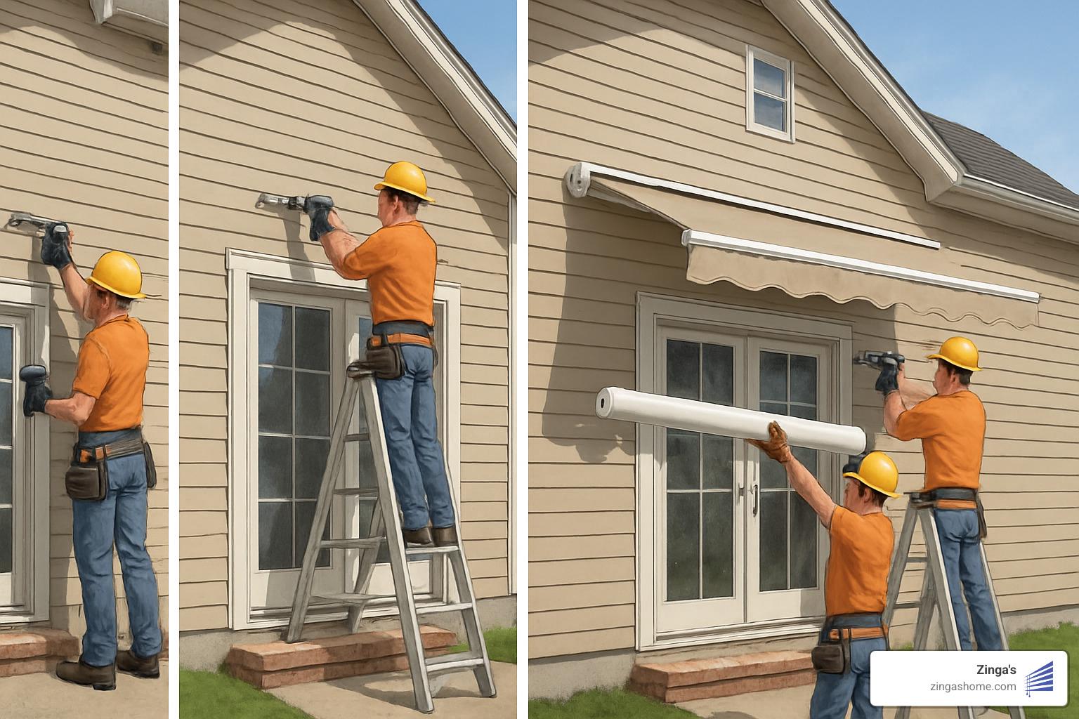 Retractable awning installation process - retractable awnings
