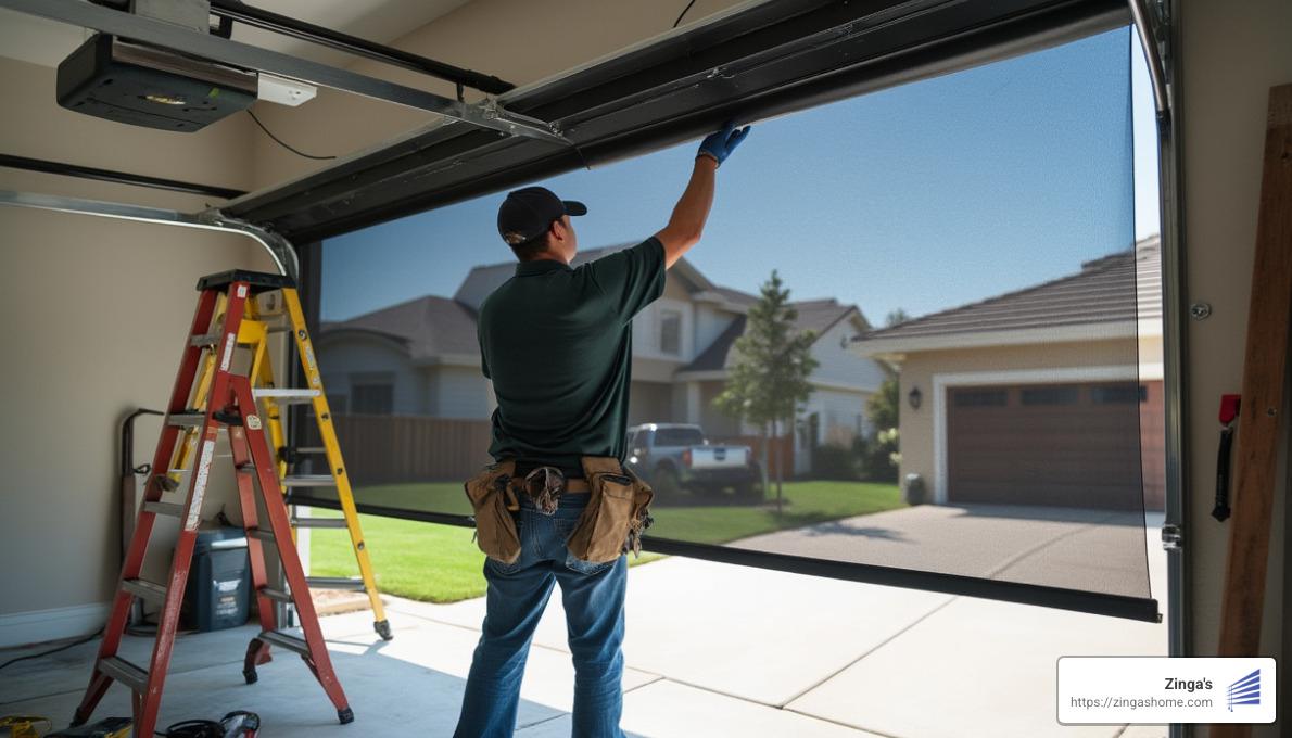 motorized garage screen components and installation - motorized garage screens