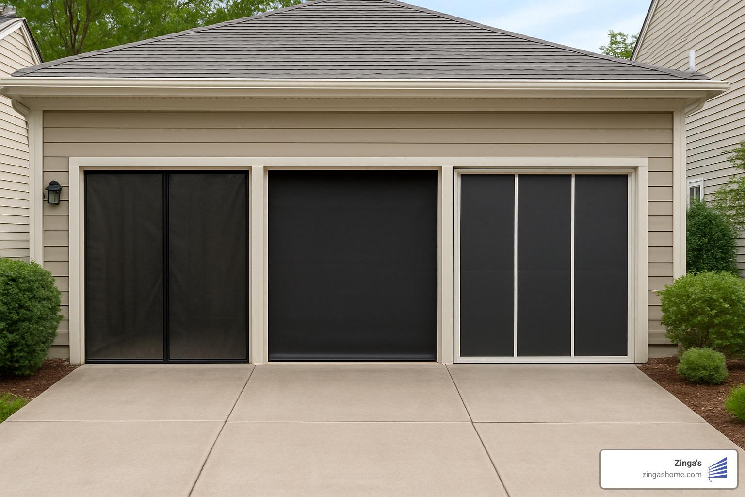 different garage door screen styles in use - garage door privacy screen