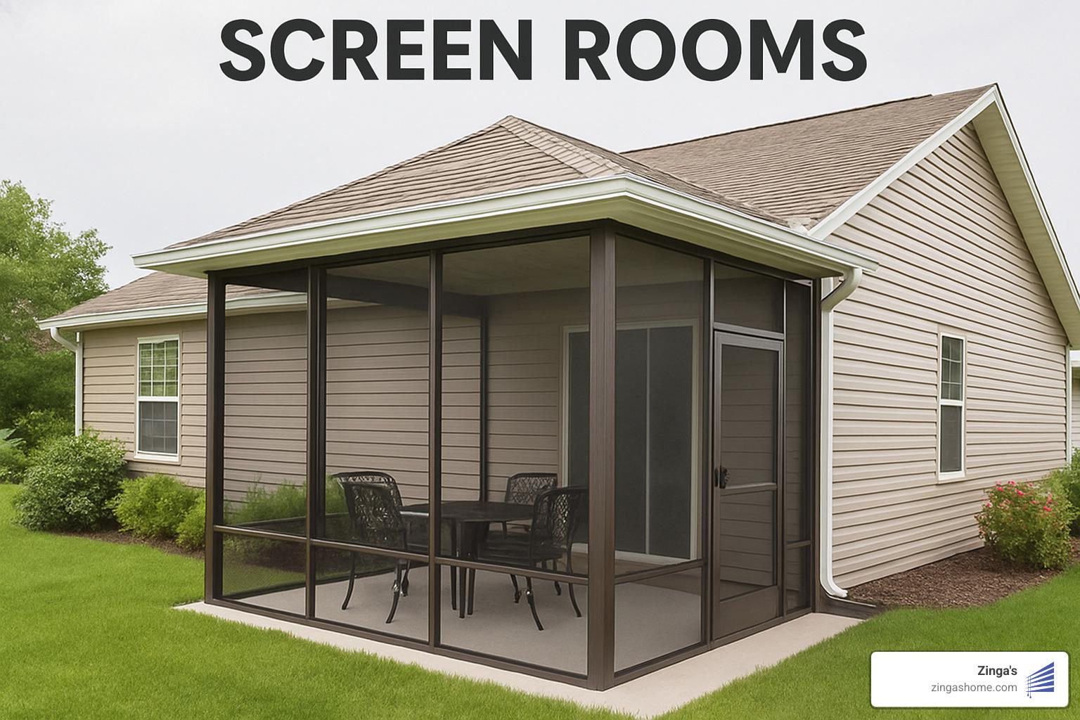 collage of leading custom screen room providers - custom screen rooms