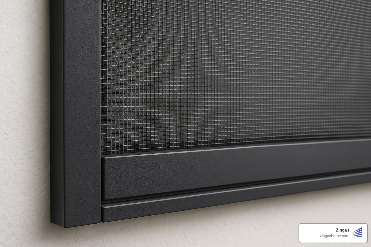 close-up of retractable screen fabric and frame materials - retractable screens for decks