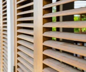 Brown wood shutters